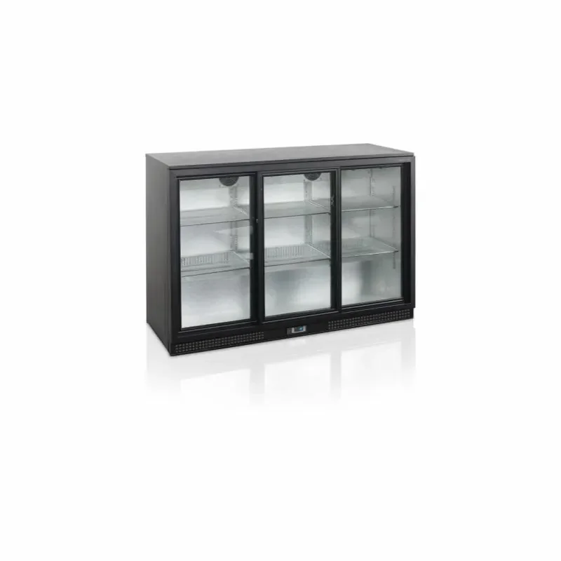 Arrière de bar - 2 à 10 - °C - 3 portes vitrées coulissantes - Noir - Électronique - Ventilé Commande En Gros
