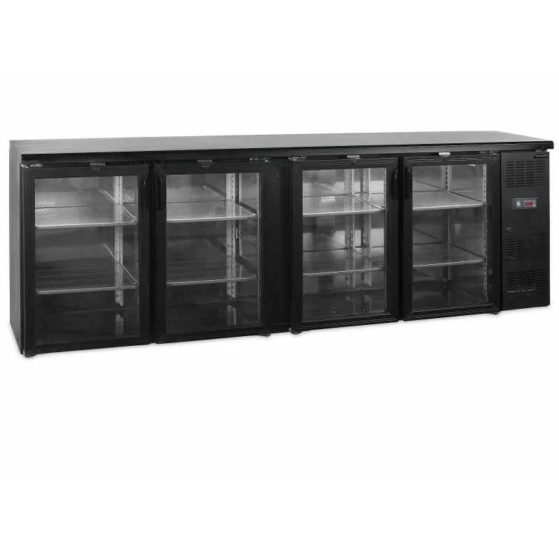 Arrière de bar - 2 à 10 - °C - 4 portes vitrées battantes à fermeture automatique - Noir - Électronique - Ventilé Commander Vite