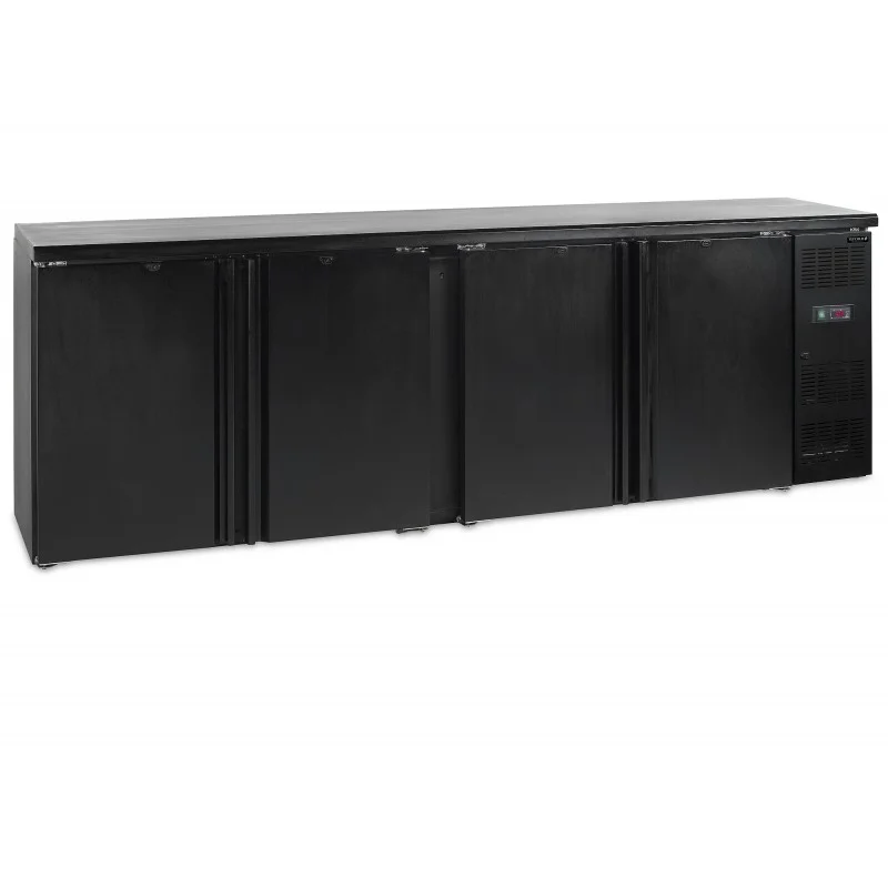 Arrière de bar 4 portes battantes pleines noir - Froid ventilé Dernière Chance