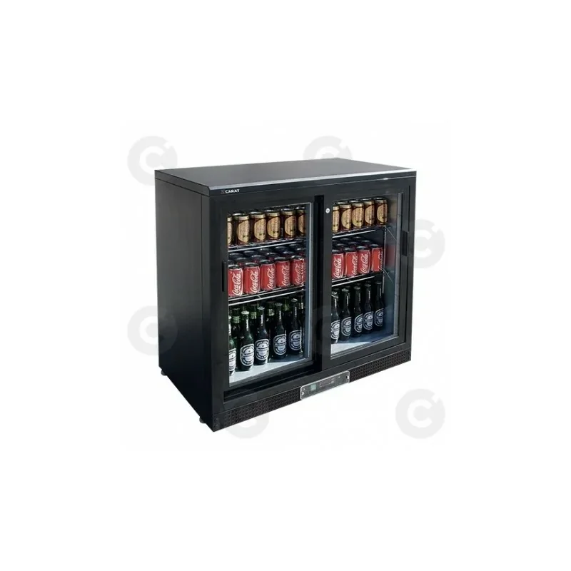 Arrière-bar noir - 2 portes vitrées battantes - 146 litres - Hauteur 850 mm Petit Prix