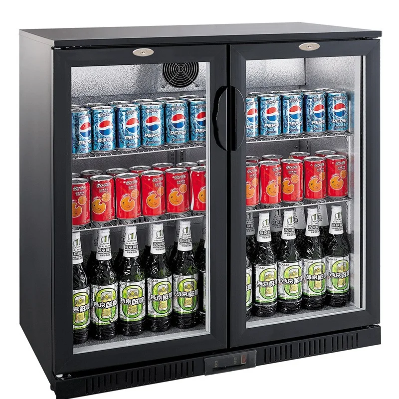 Arrière-bar noir - 2 portes vitrées battantes - 198 litres - HAUTEUR 850 mm - Combisteel Certifié