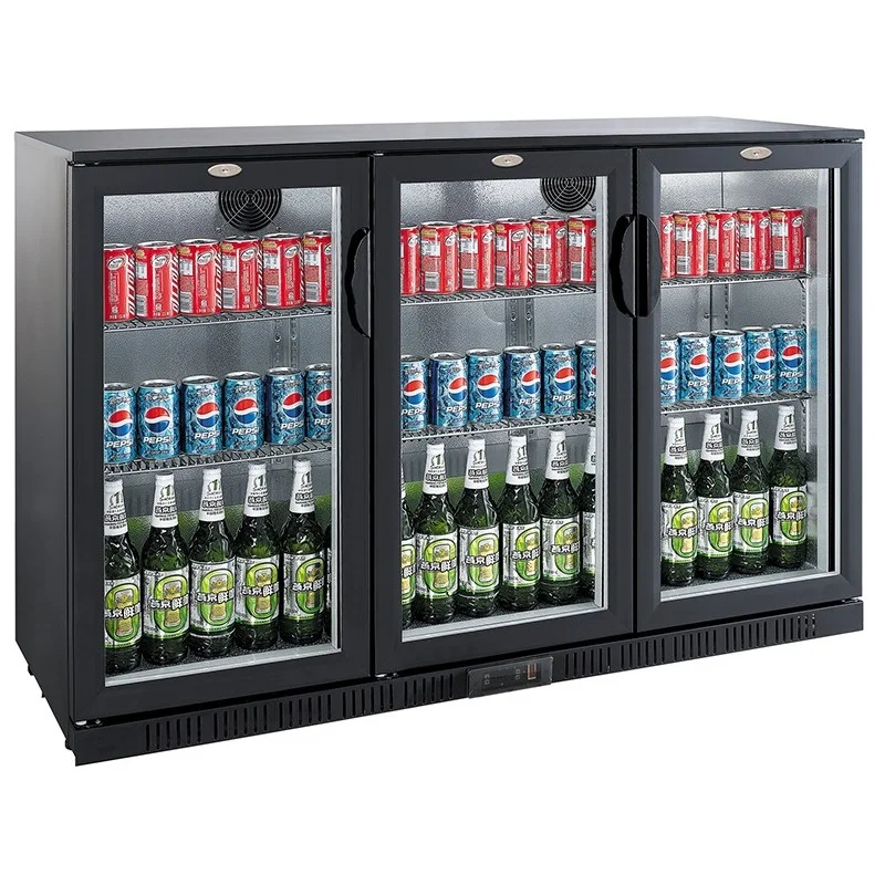 Arrière-bar noir - 3 portes vitrées battantes - 330 litres - HAUTEUR 900 mm - Combisteel Remise