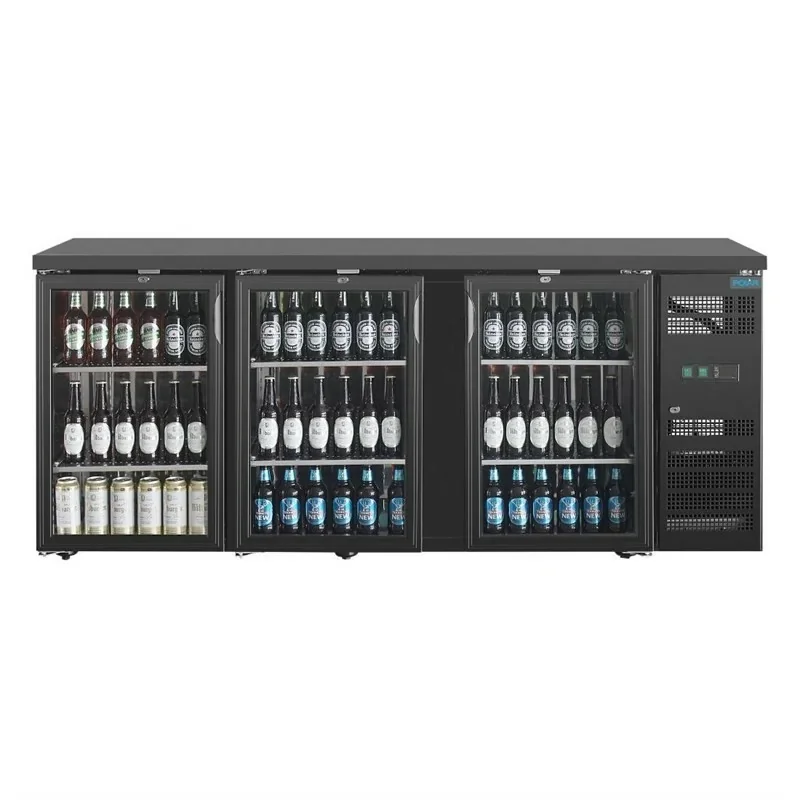 Prix Choc Arrière-bar noir 3 portes battantes vitrées Polar Série U