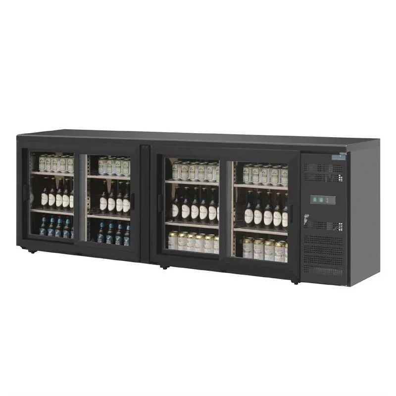 Arrière-bar noir 4 portes coulissantes Polar Série U - Capacité: 698 litres Vente Directe