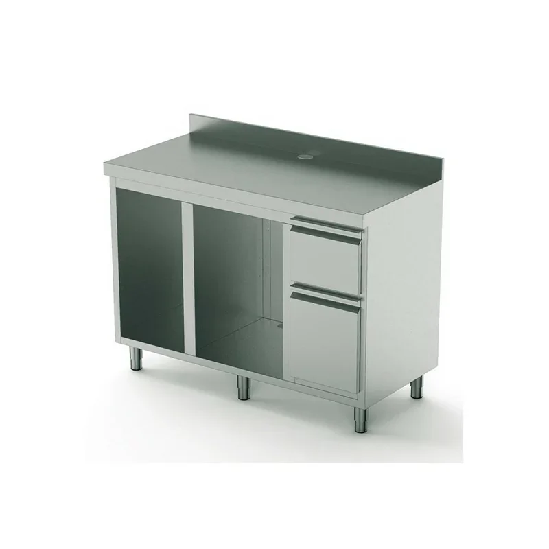Comptoir arrière pour machine café 1500 mm avec élément pour lave-vaisselle et producteur glaçons Remise