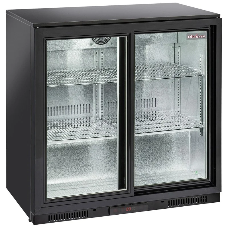 Refroidisseur de bouteilles ventilé à double porte coulissante avec éclairage LED et régulation électronique Commander Vite