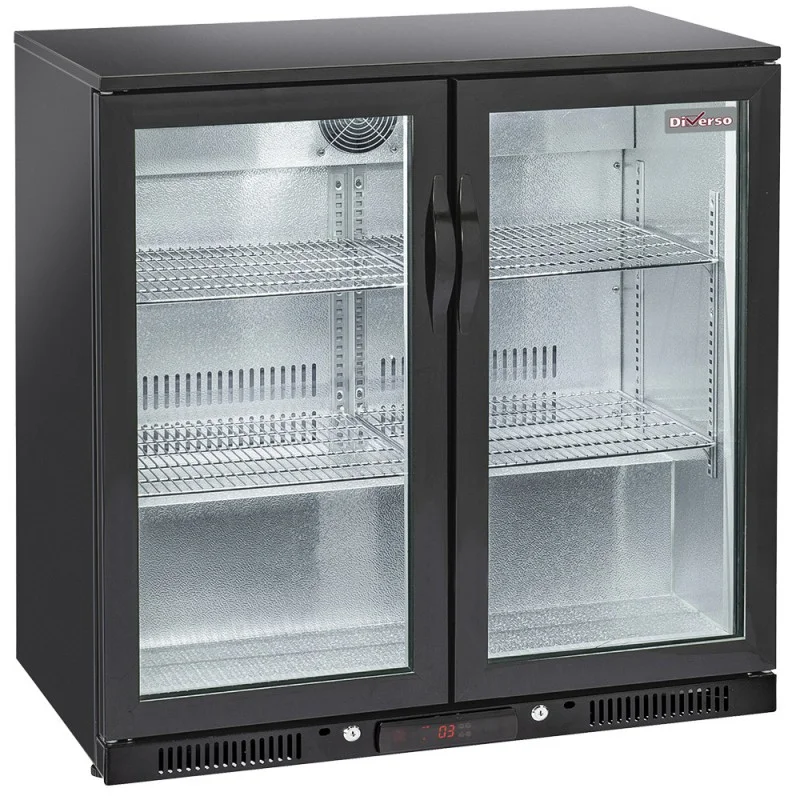 Refroidisseur de bouteilles ventilé à double porte vitrée - Classe énergétique B, 201L Certifié