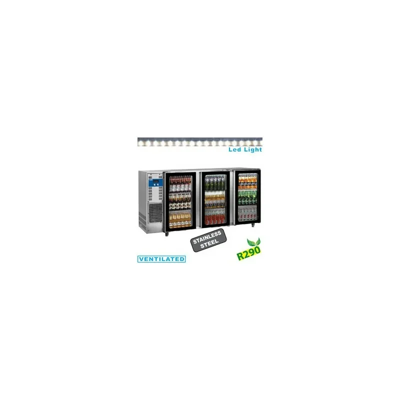 Prix Promo Refroidisseur de bouteilles, acier inox, 3 portes vitrées, 579 Lt.