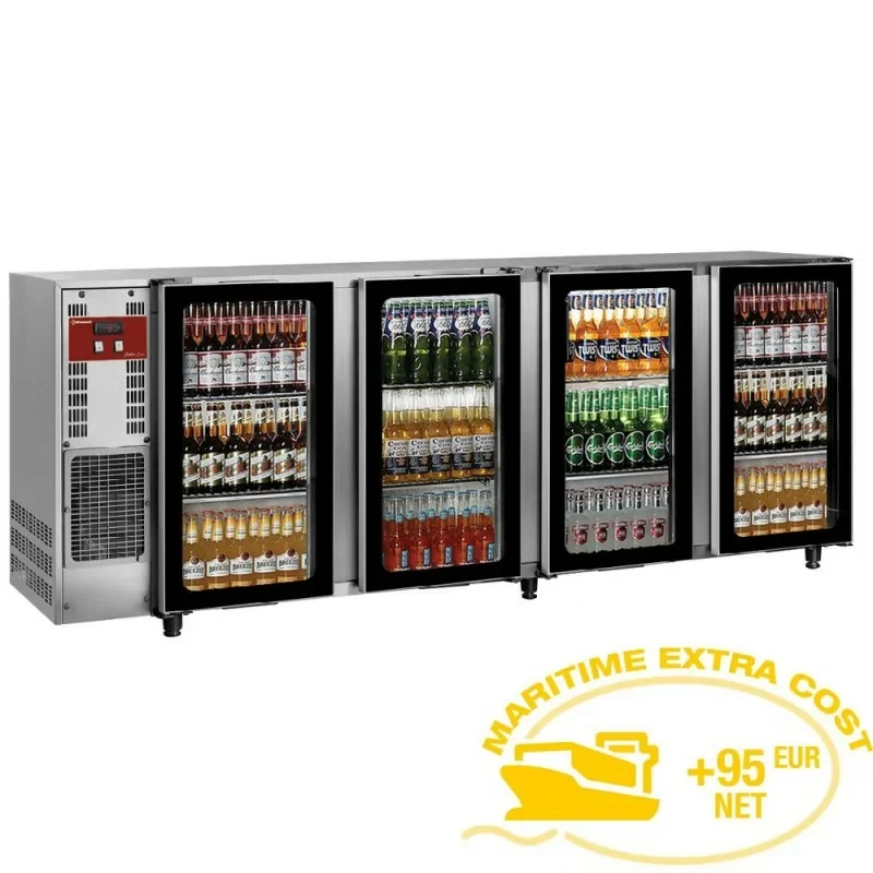 Refroidisseur de bouteilles, acier inox, 4 portes vitrées, 783 Lt. Meilleure Vente