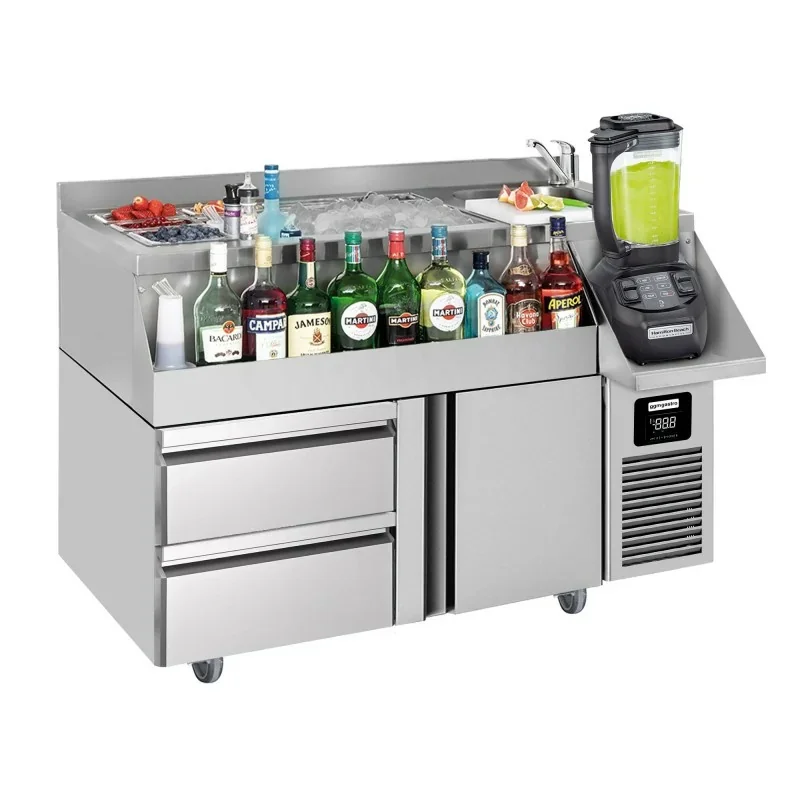 Prix Cassé Station bar cocktail avec 1 porte et 2 tiroirs - 1200 x 600 mm