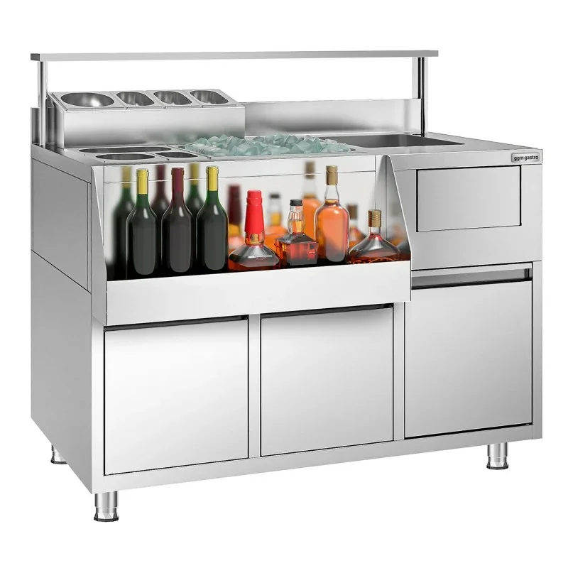 Must-Have Table de préparation pour cocktails - acier inoxydable - 1200x720 mm - avec 2 tiroirs