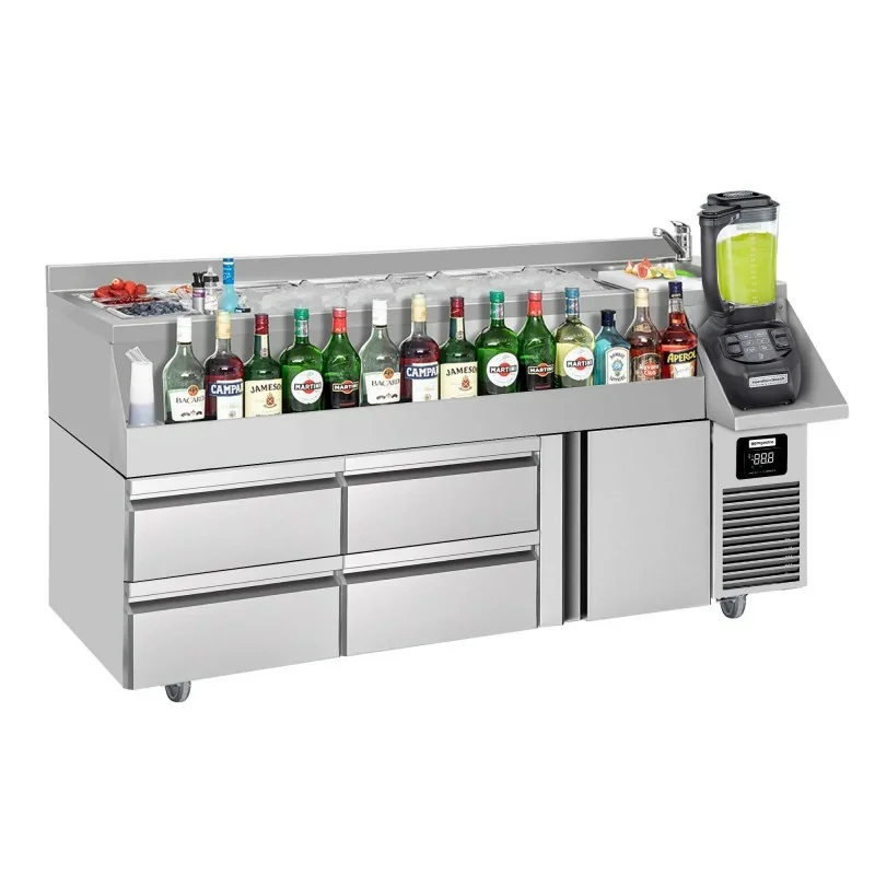 Certifié Table réfrigérée pour bar/cocktail avec 1 porte et 4 tiroirs