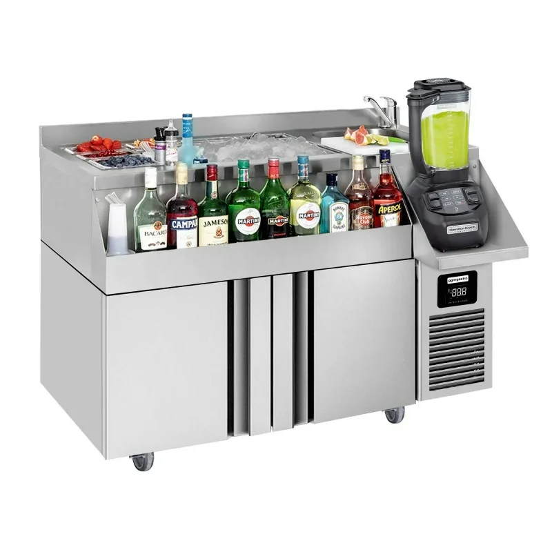 Soldes Table réfrigérée pour bar/cocktail avec 2 portes - 1200 x 600 mm