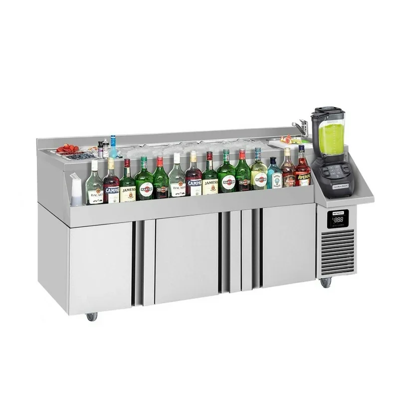 Offre Spéciale Table réfrigérée pour bar/cocktail avec 3 portes - 1600 x 600 mm