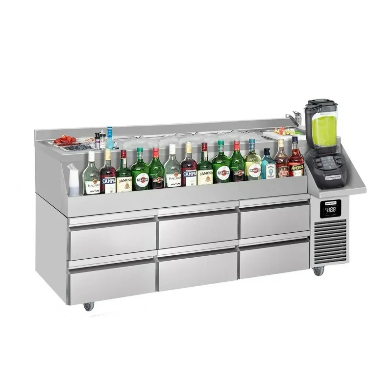 Offre Limitée Table réfrigérée pour bar/cocktail avec 6 tiroirs - 1600 x 600 mm