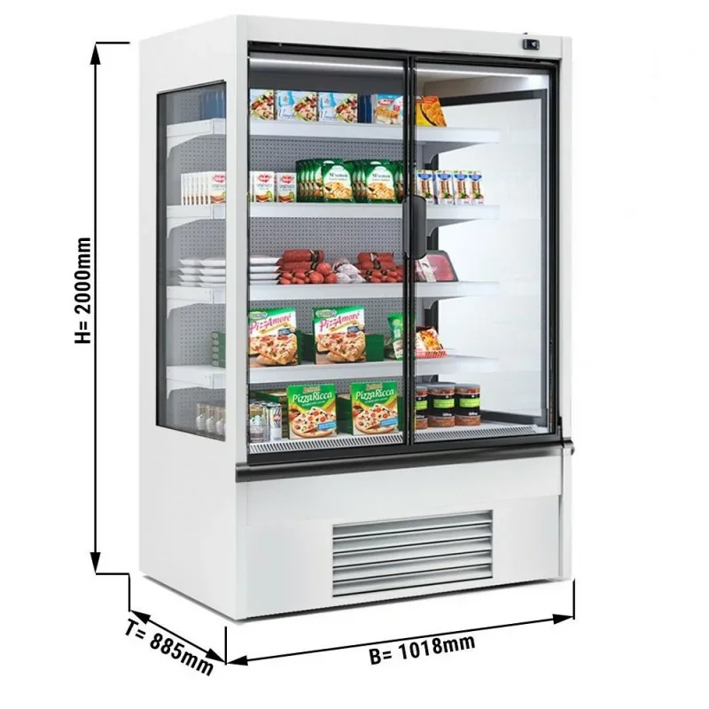 Prix Bas Vitrine murale réfrigérée blanche positive +2/+4°C - 2 portes - 1018 x 885 x 2000 mm