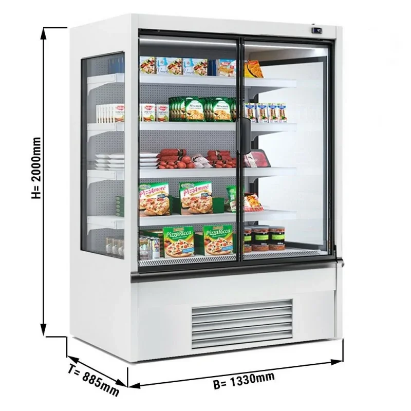 Produit De Marque Vitrine murale réfrigérée blanche positive +2/+4°C - 2 portes vitrées battantes