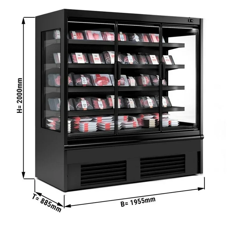 Vitrine murale réfrigérée full black positive +2/+4°C - 3 portes vitrées battantes Offre Exclusive