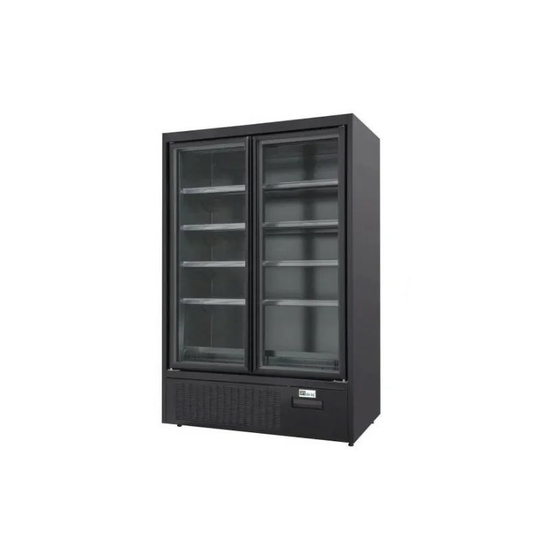 Vitrine murale réfrigérée noire positive -1/+5°C - 2 portes vitrées - 1310 x 660 x 2000 mm Solde