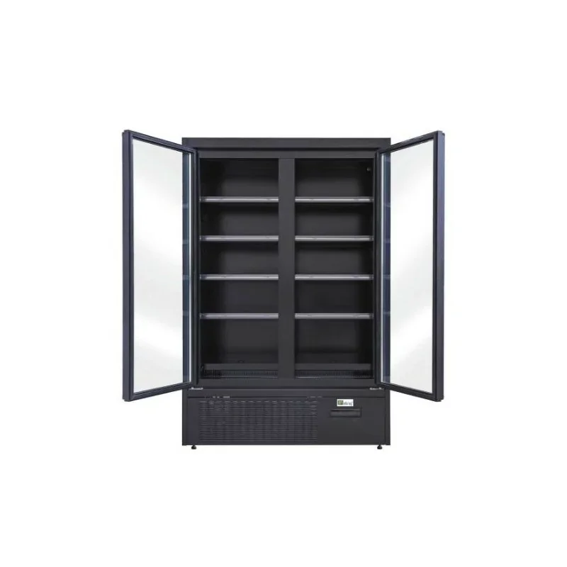 Jusqu’à Épuisement Des Stocks Vitrine murale réfrigérée noire positive -1/+5°C - 2 portes vitrées - 1500 x 660 x 2000 mm