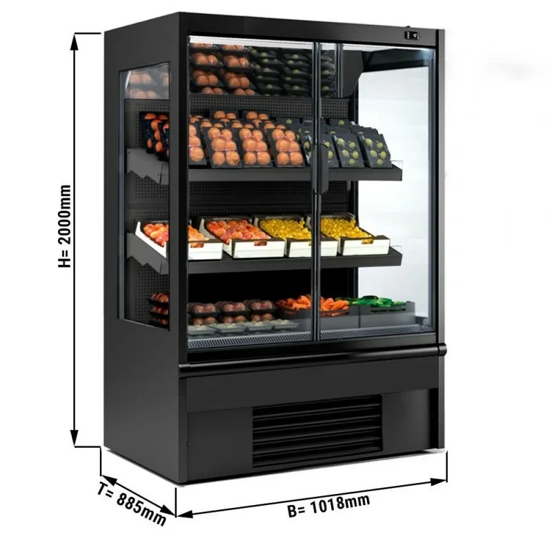 Quantité Limitée Vitrine murale réfrigérée pour fruits et légumes +4/+6°C - 2 portes vitrées battantes - 1020 mm x 885 x 2000 mm