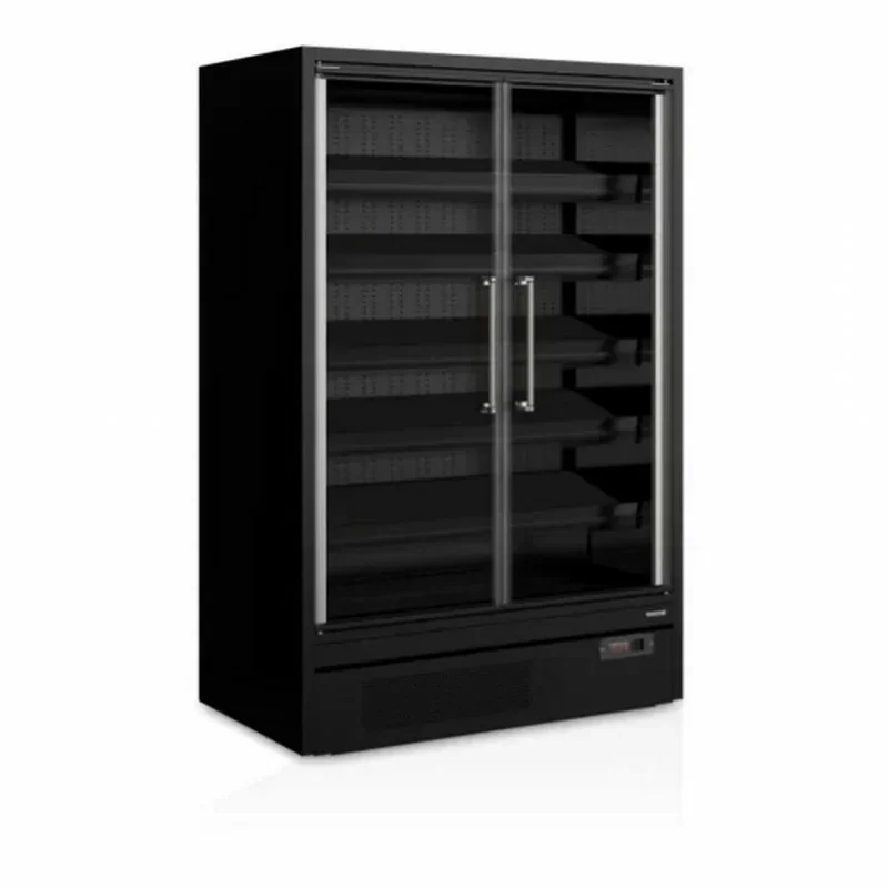Nouveauté Vitrine réfrigérée full black murale positive - T°-1/+5°C - 2 portes vitrées battantes - 1330 x 750 x 2040 mm