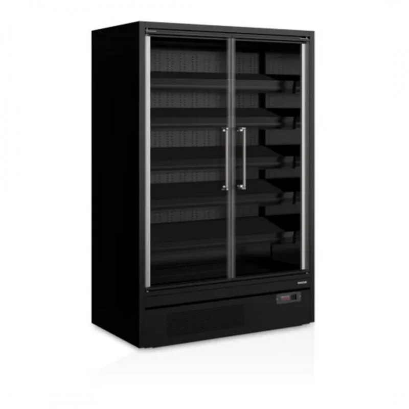 Vitrine réfrigérée full black murale positive - T°-1/+5°C - 2 portes vitrées battantes - 1330 x 880 x 2040 mm Haute Qualité