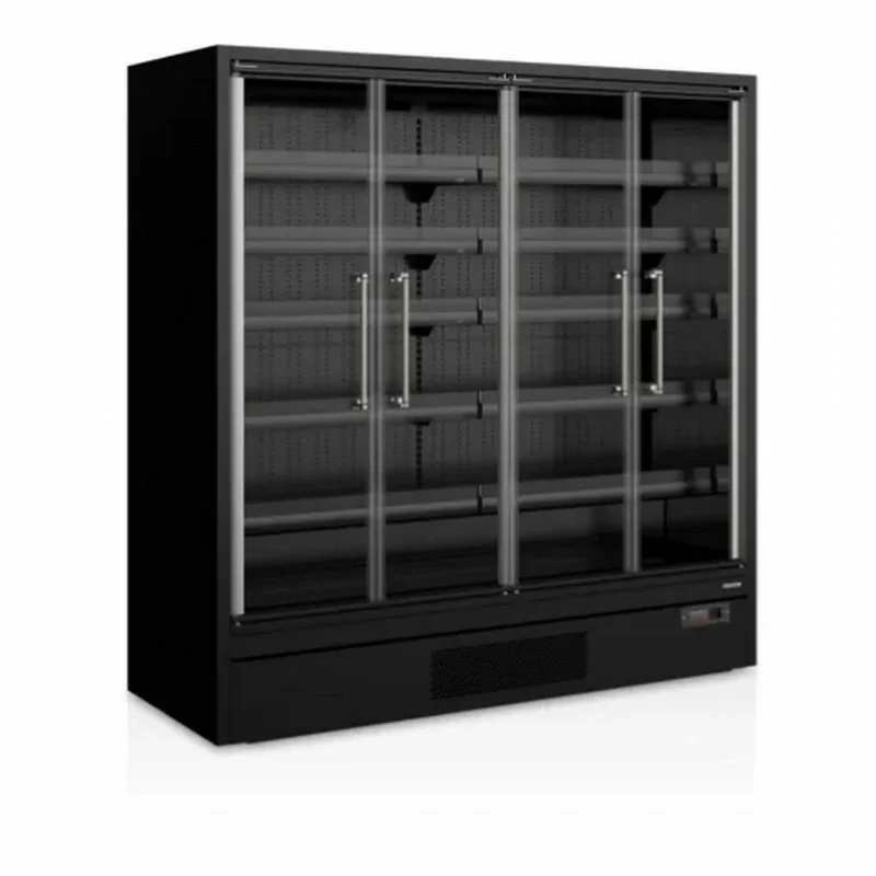 Vitrine réfrigérée full black murale positive -1/+5°C - 4 portes vitrées battantes - 1955 x 740 x 2040 mm Prix Bas