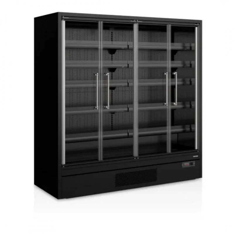 Vitrine réfrigérée full black murale positive -1/+5°C - 4 portes vitrées battantes - 1955 x 880 x 2040 mm Nouvel Arrivage