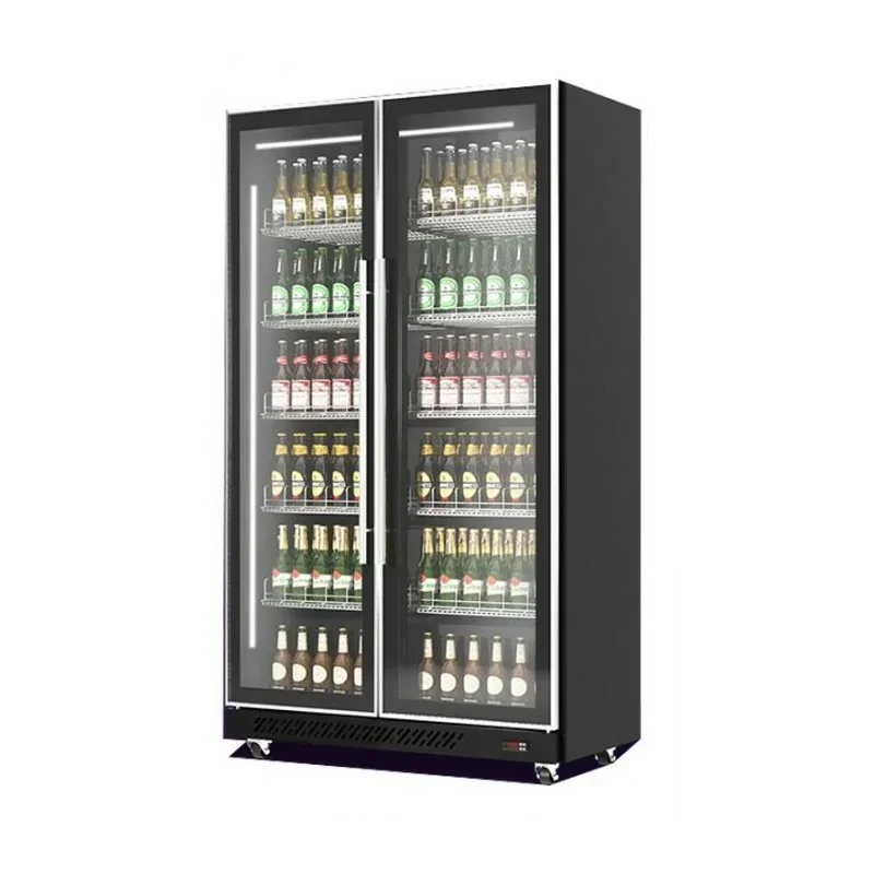 Vitrine réfrigérée full black positive 0/+10°C - 2 portes vitrées battantes - 758 litres Pas Cher