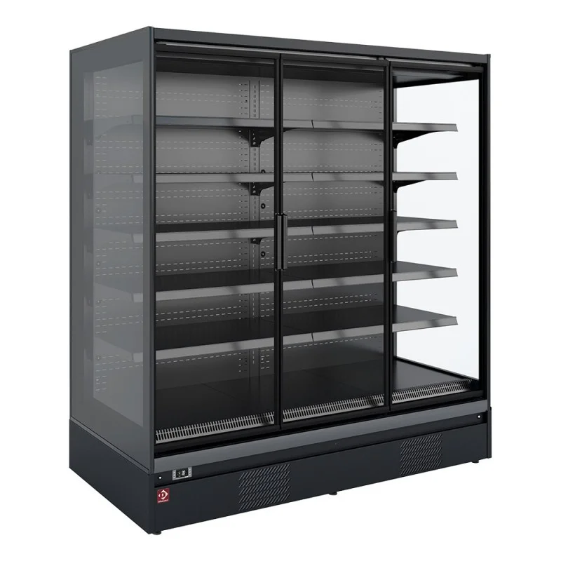 Offre Exclusive Vitrine réfrigérée murale full black positive -1/+5°C - 4 portes vitrées battantes - 2560 x 875 x 2040 mm - Diamond