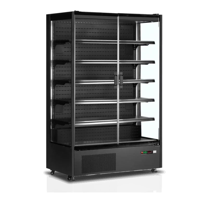 Vitrine réfrigérée murale positive pour supermarché - T°-1/+5°C - 2 portes vitrées battantes - 1310 x 740 x 2050 mm Achat Immédiat