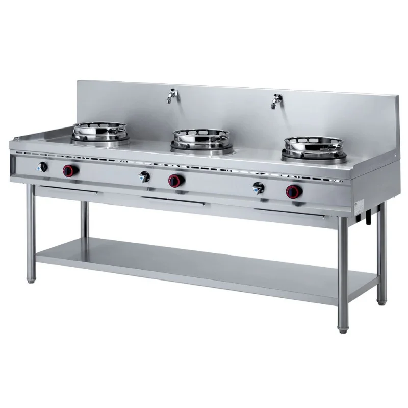 Fourneau wok gaz 3 feux - 3 x 15 kW Retour Gratuit