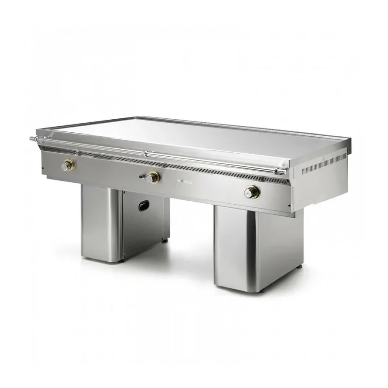 Teppanyaki Chrome Dur électrique sans support - 180.5 x 82 x 31 cm - Surface utile : 180 x 70 cm - Mainho Vente Directe
