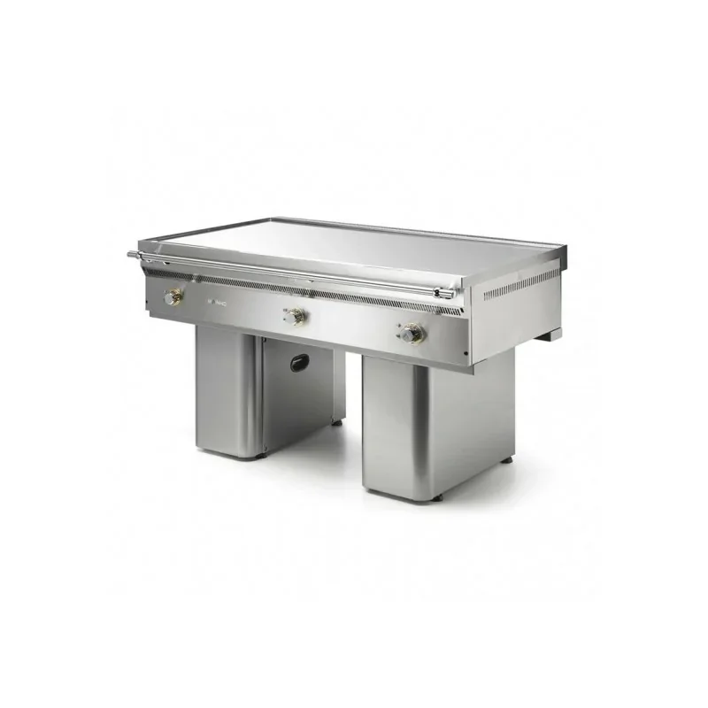 Teppanyaki électrique plaque lisse chromée sur support - 150.5 x 82 x 86 cm - Surface utile : 150 x 70 cm - Mainho Bon Plan