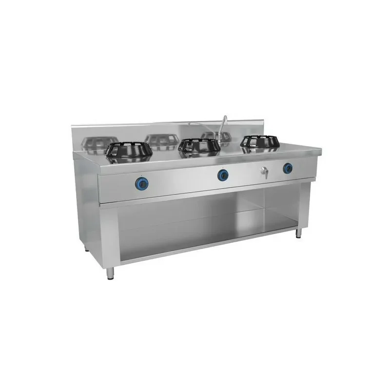 Wok à gaz 3 brûleurs + robinet eau - 42 kW Solde