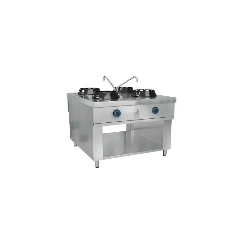 Top Vente Wok à gaz 4 brûleurs + robinet eau - 56 kW