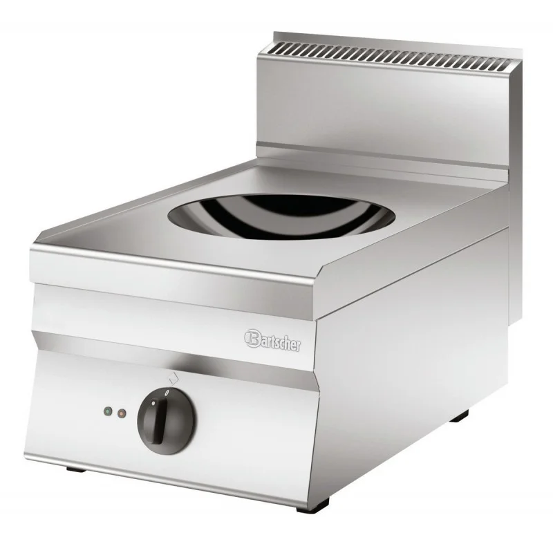 Wok à induction, acier inoxydable, 5 kW, dimensions compactes. Dim : 400 X 650 X 295 mm Offre Du Jour
