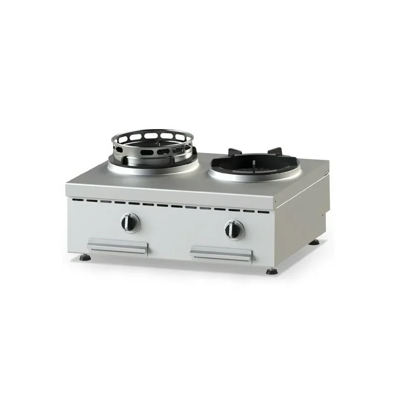 Wok professionnel de table gaz 2 brûleurs - gamme 600 Pas Cher