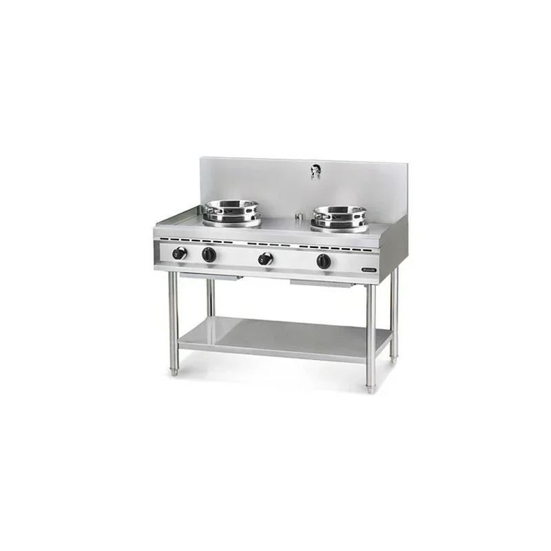 Wok professionnel gaz 2 brûleurs - gamme 700 - Avec système d'injection d'eau Authentique