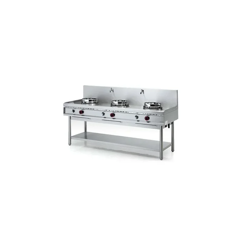 Solde Wok professionnel gaz 3 brûleurs - gamme 700 - Avec système d'injection d'eau