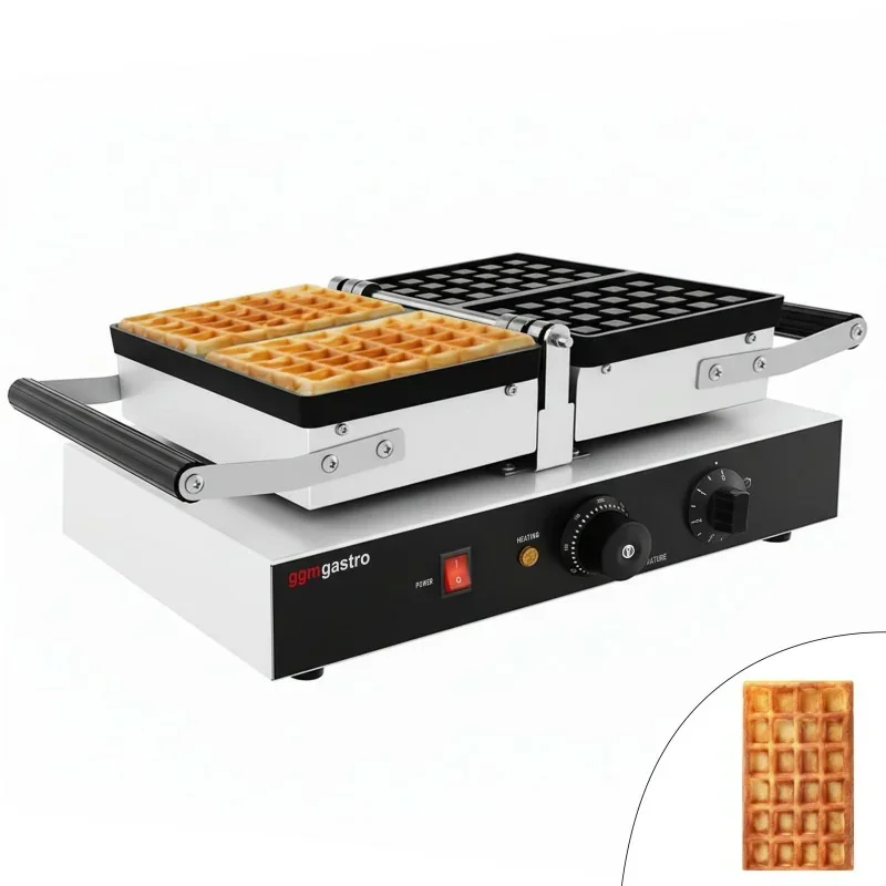 Solde Gaufrier pour 2 gaufres de Bruxelles avec plaque pivotante 180° - 100 x 170 mm - 1.6 kW