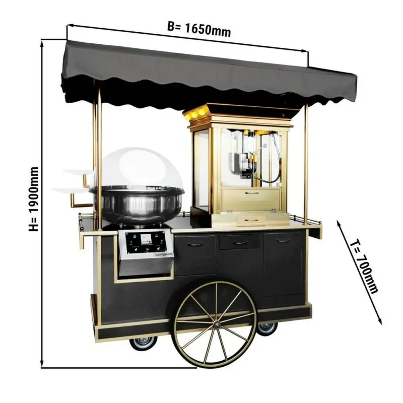 Machine à pop corn et machine barbe à papa avec chariot - Éclairage inclus Must-Have