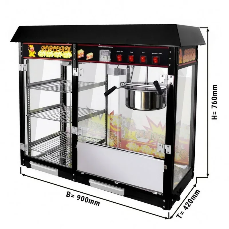 Machine à pop corn professionnelle - 5 kg / h - avec 3 étagères chauffées Offre Limitée