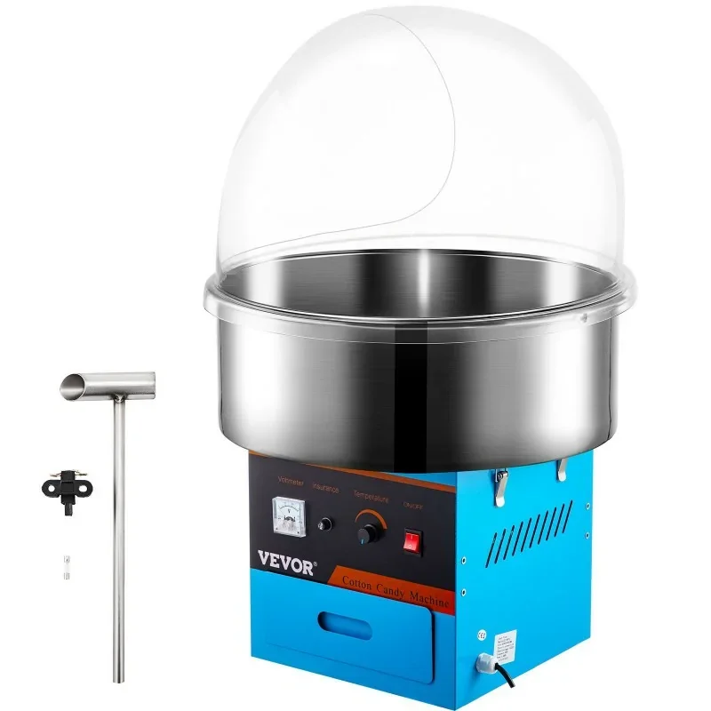 Machine barbe à papa professionnelle + couvercle brillant avec température réglable - Couleur bleu Meilleur Prix