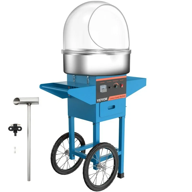 Machine barbe à papa professionnelle avec couvercle sur chariot - Couleur bleu Meilleure Vente