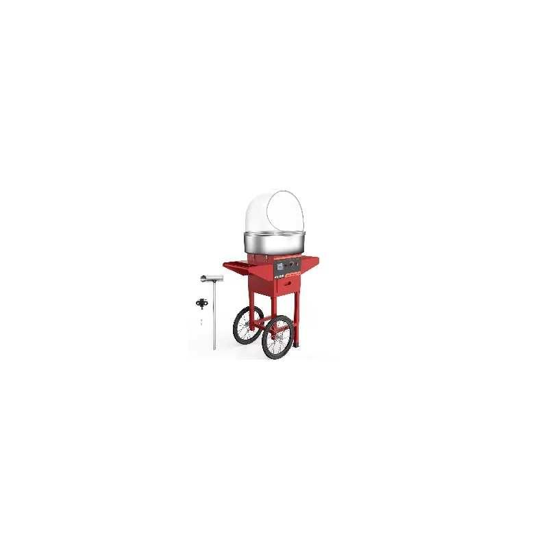 Machine barbe à papa professionnelle avec couvercle sur chariot - Couleur rouge Dernier Modèle