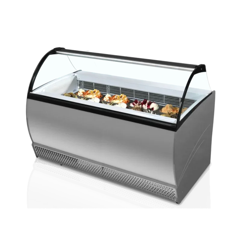 Vitrine à crème glacée avec pare-haleine incurvé - 13 bacs Napoli 5 L- TEFCOLD Livraison Express