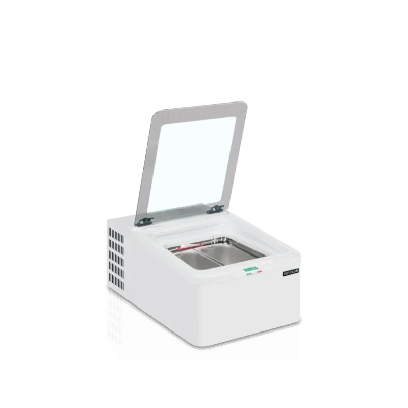 Commander Vite Vitrine à crème glacée avec pare-haleine incurvé - 28/20 L- TEFCOLD