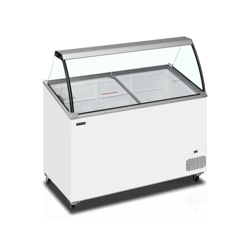 Expédié Aujourd’hui Vitrine à crème glacée avec pare-haleine incurvé - 352/ 325L- TEFCOLD
